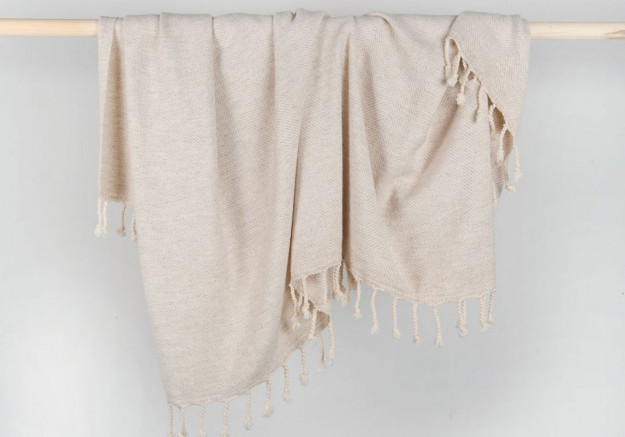 Jeté de lit Herringbone à franges